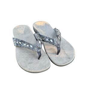 Vionic Thong Sandal Metallic Silver Slip On Flip Flop Arch Support Women’s 10